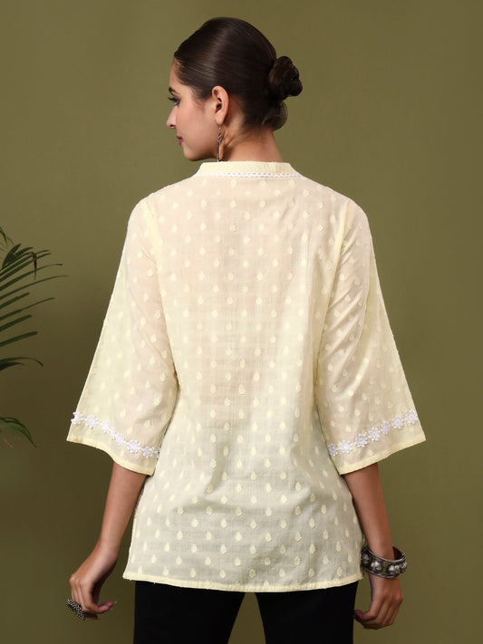 Floral Embroidered Straight Cotton Top