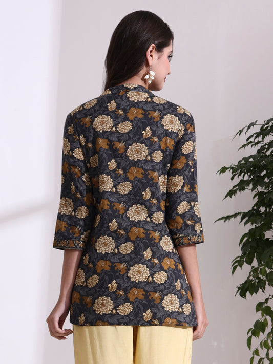 Floral Embroidered Straight Cotton Top