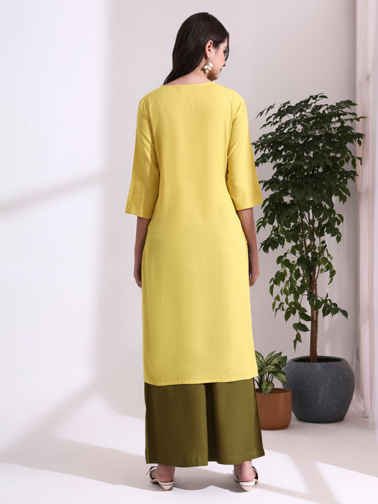 Floral Embroidered A-Line Kurta
