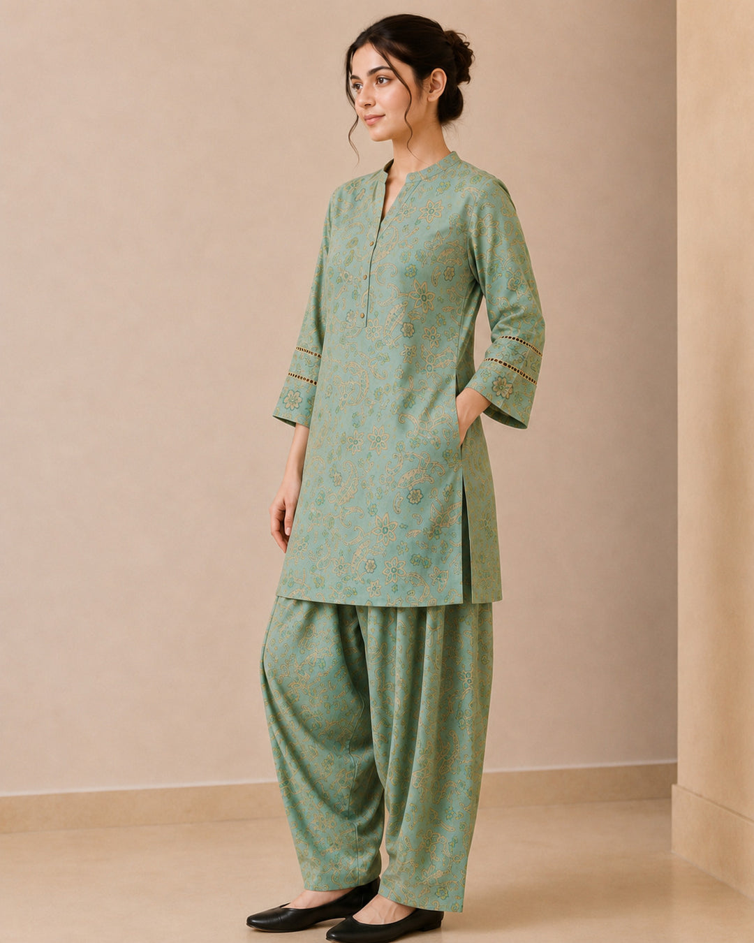 Floral Printed Straight Kurta Set