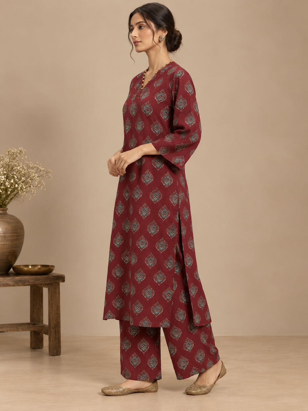 Floral Printed Straight Kurta Set