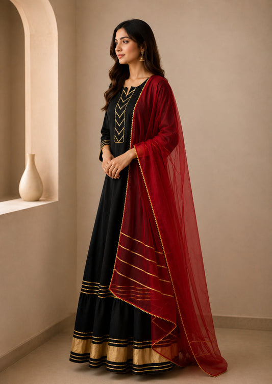 Floral Embroidered A-Line Kurta Set