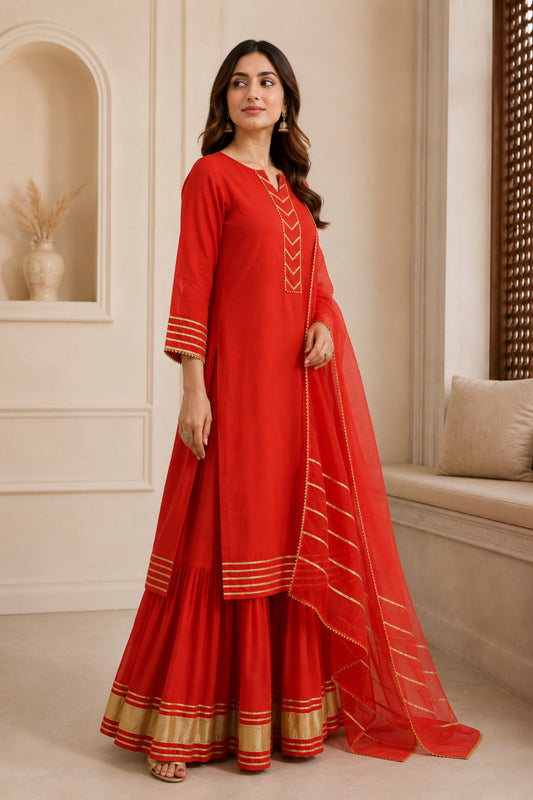 Floral Embroidered A-Line Kurta Set