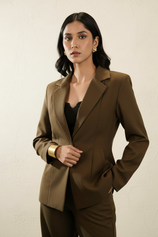 Rich Brown Summer Blazer and Pant Coord set