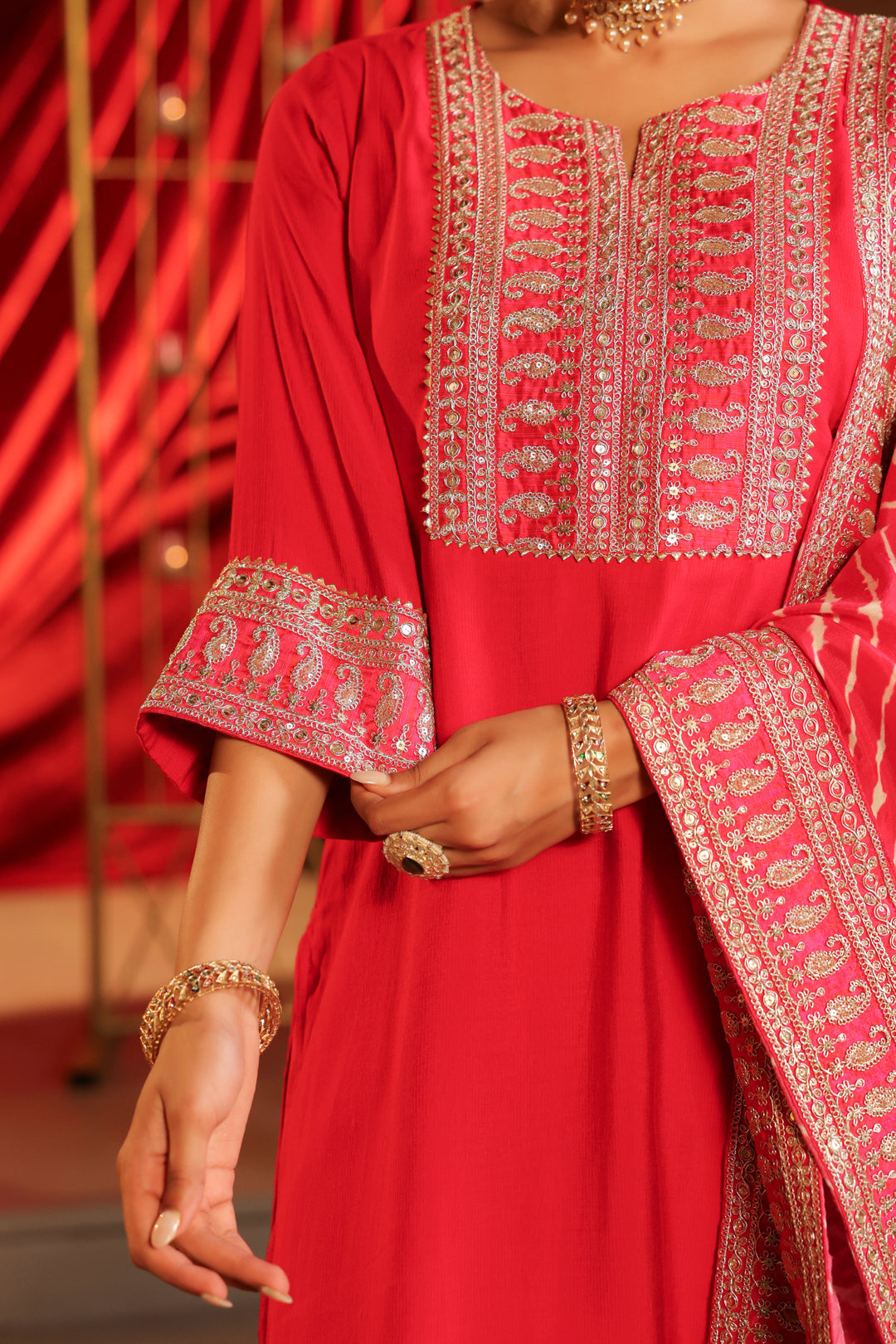 Floral Embroidered Straight Kurta Set