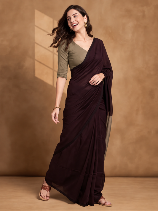 Solid Cotton Saree