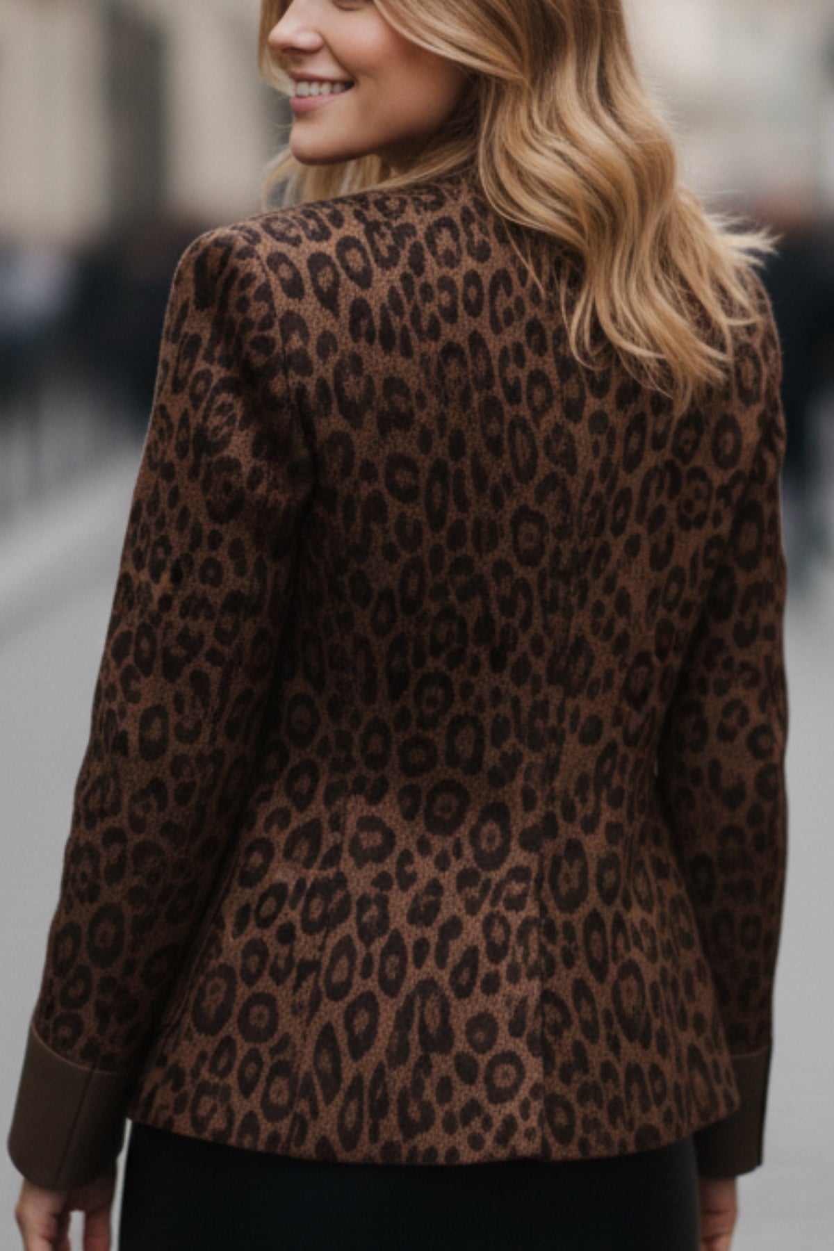 Suede Blazer With Leather Cuff Sleeve