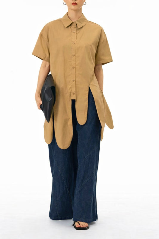 Sand Drift Asymmetric Hem Shirt