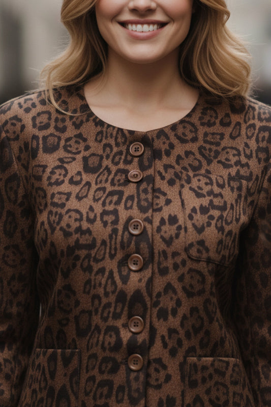 Suede Blazer With Leather Cuff Sleeve