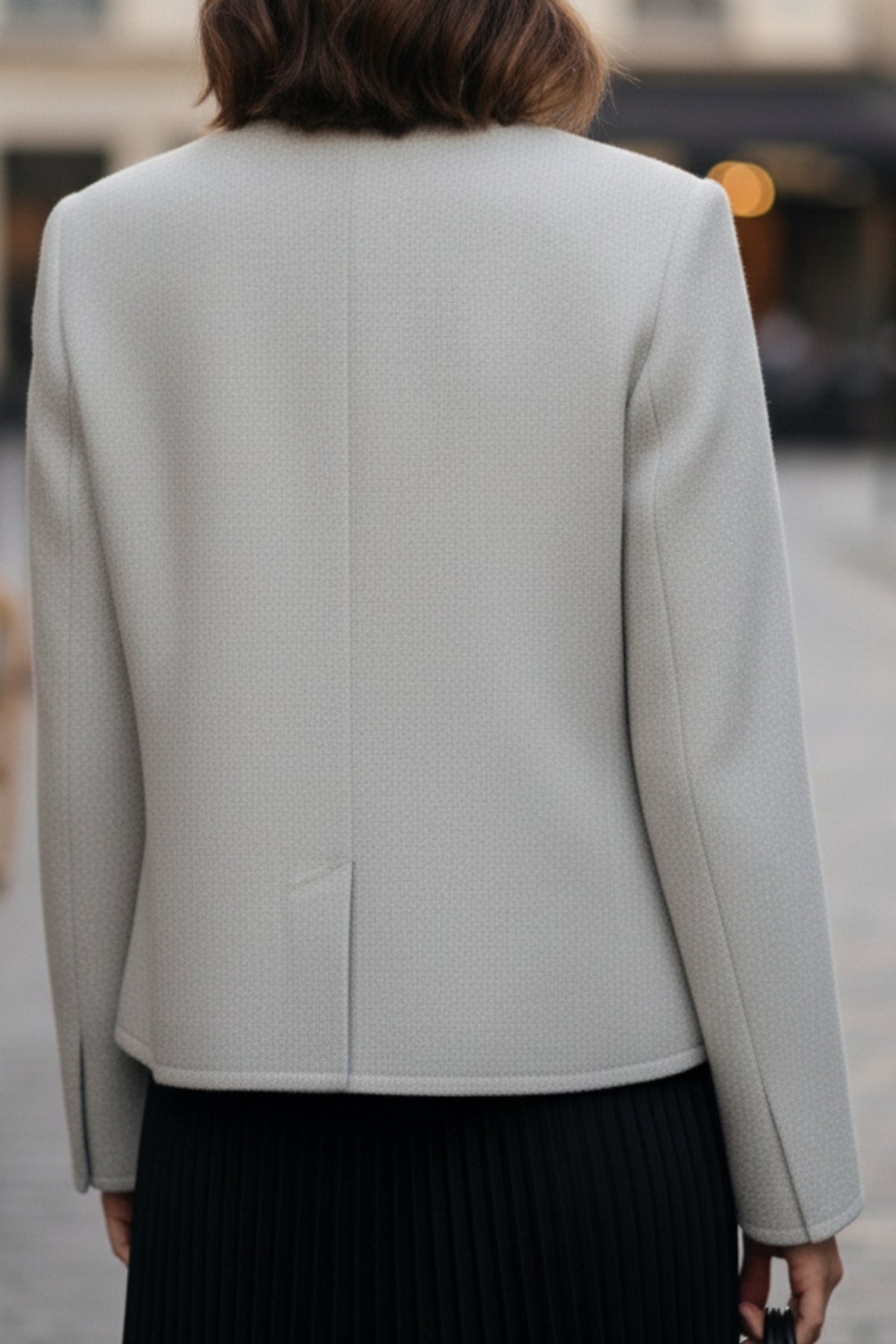 Cloud Grey Double-Sided Cashmere Blazer