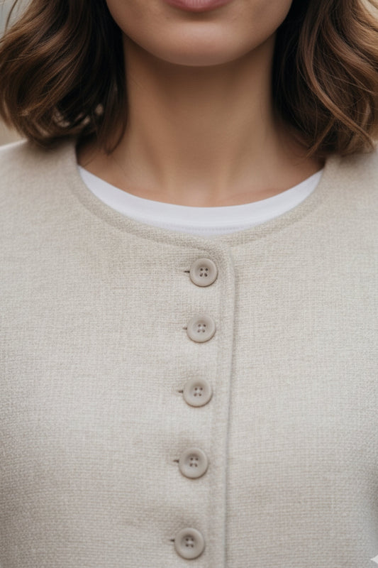Soft Ivory Double-Sided Cashmere Blazer