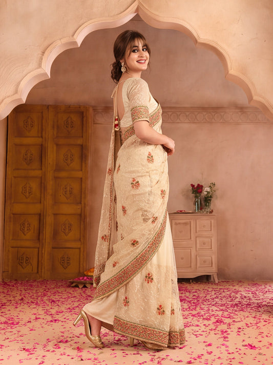 Preety Embroidery Chiku Saree