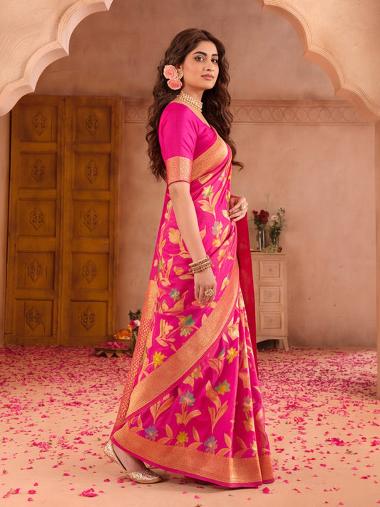 Pink Weaving Cotton Saree