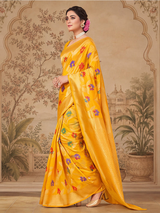 Yellow Weaving Cotton Saree