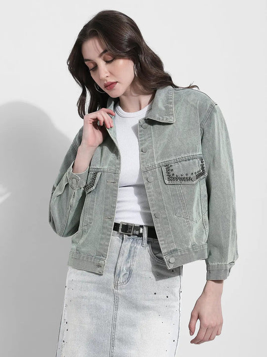 Women's Embellished Blue Denim Jacket