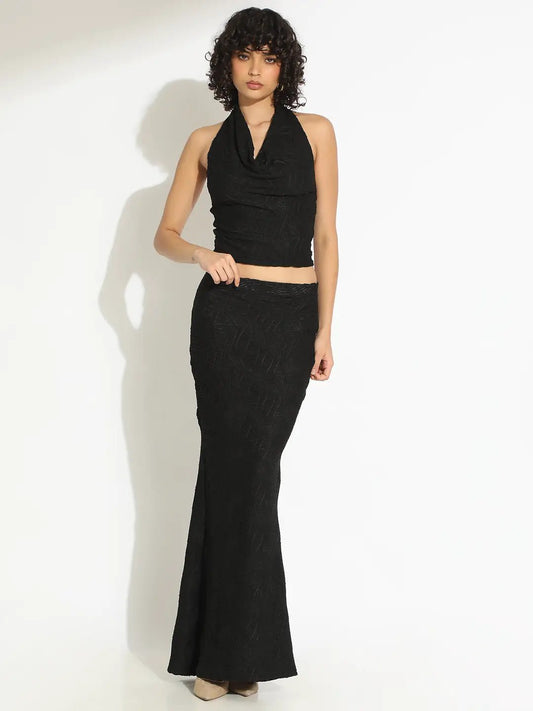 Women's Black Alter Top and Skirt Co-Ord Set