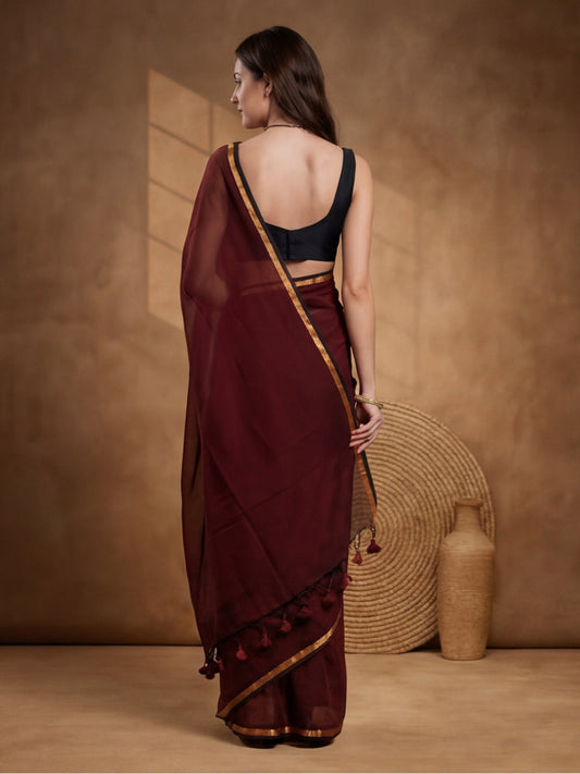 Solid Cotton Saree