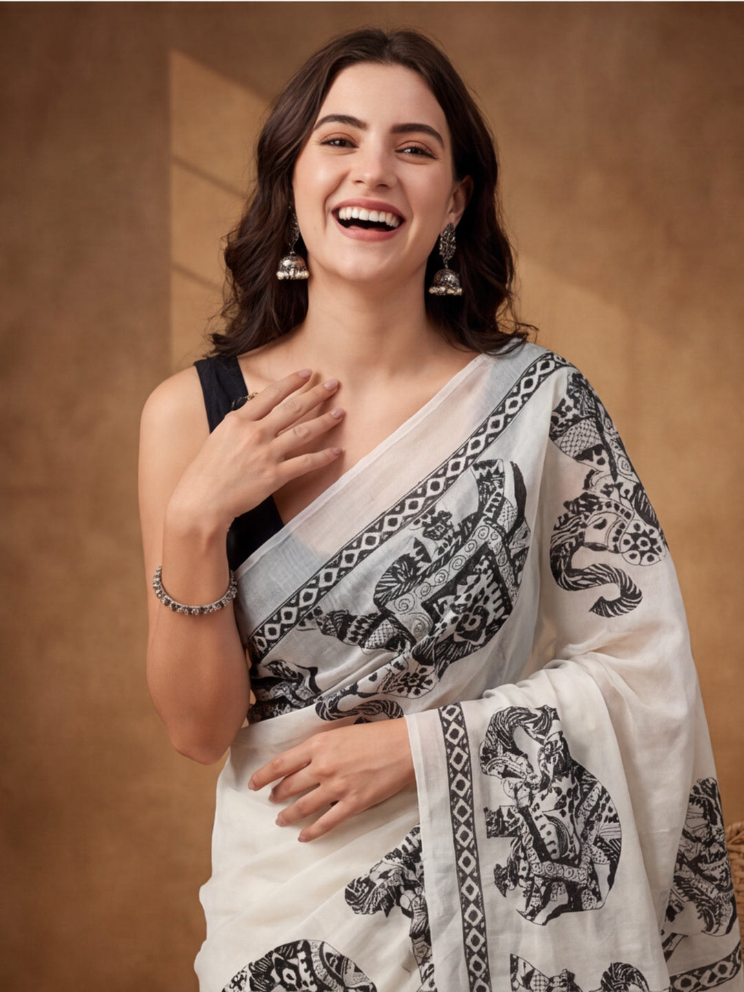 Floral Linen Blend Saree
