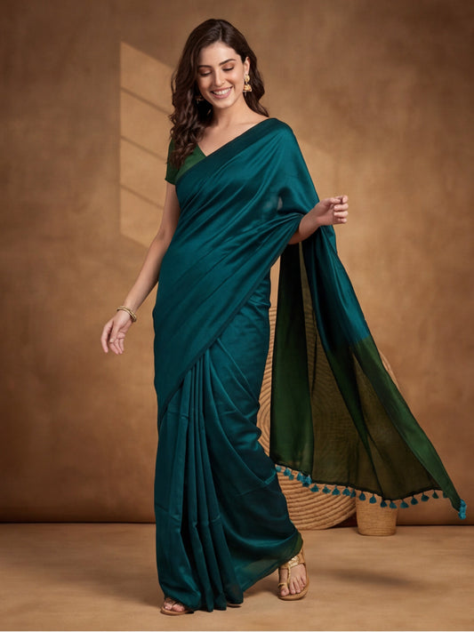 Solid Cotton Saree