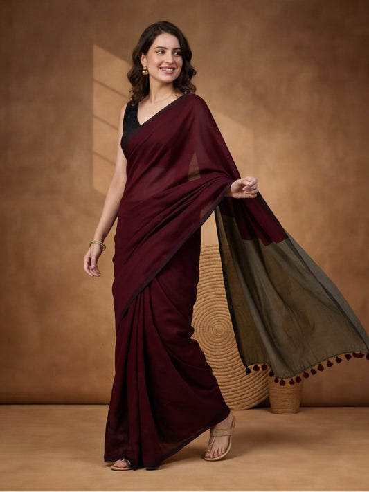 Solid Cotton Saree