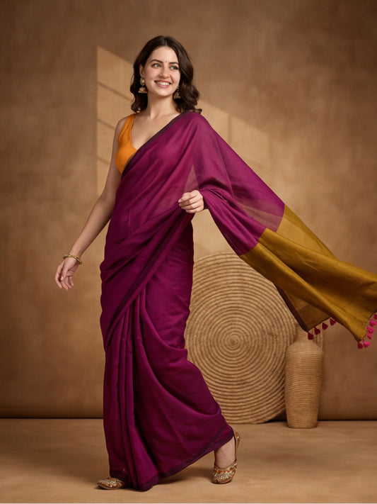 Solid Cotton Saree