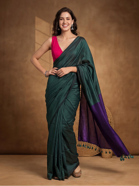 Solid Cotton Saree
