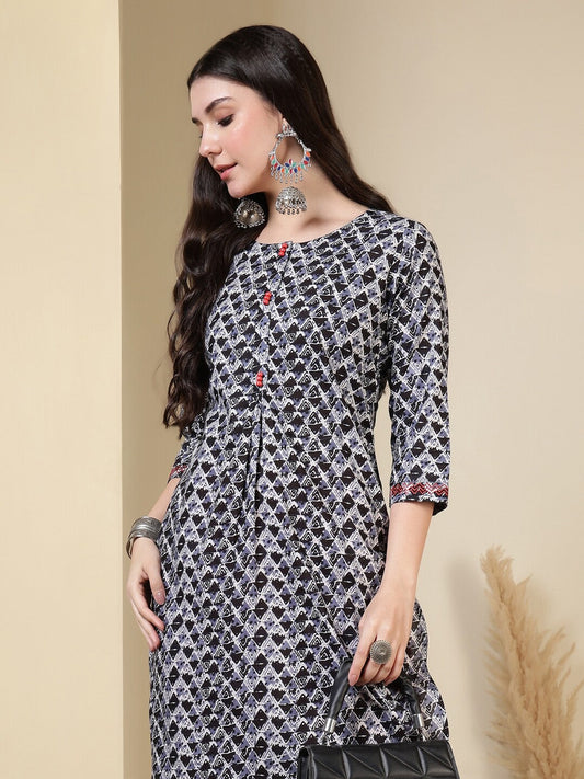 Floral Printed Straight Cotton Kurta