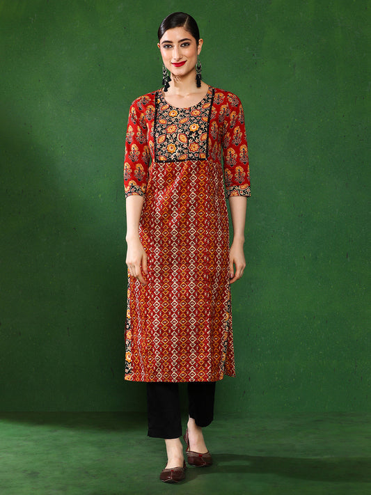 Brown And Beige Ethnic Kurta