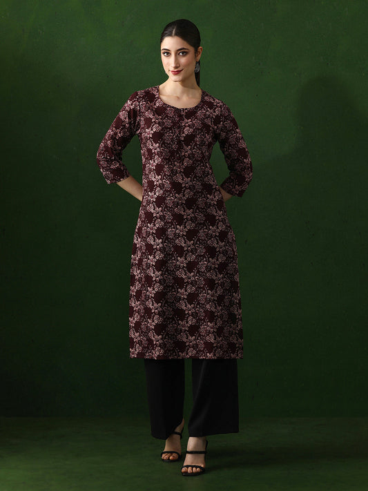 Floral Printed Straight Cotton Kurta