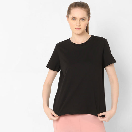 Cotton Solid Crew Neck T-Shirt
