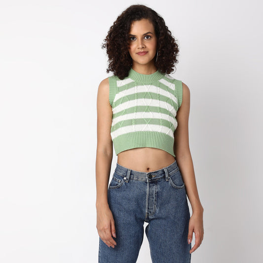 Knitted Striped T-Shirt