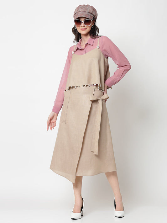 Light Beige Linen Skirt With Pocket