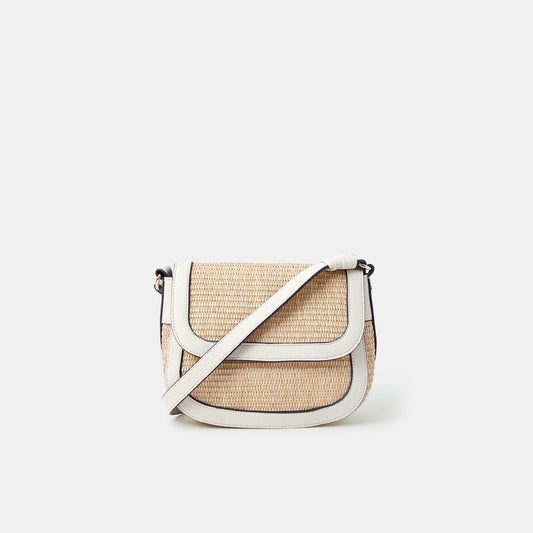 Cream Woven Satchel Sling Bag