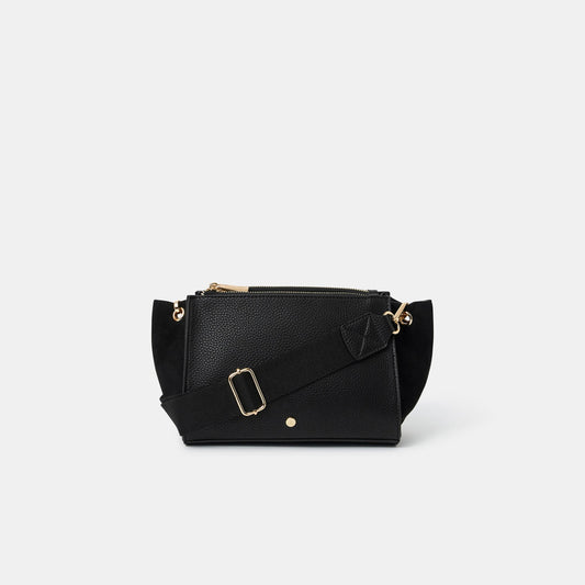 Black Double Zipped Sling Bag