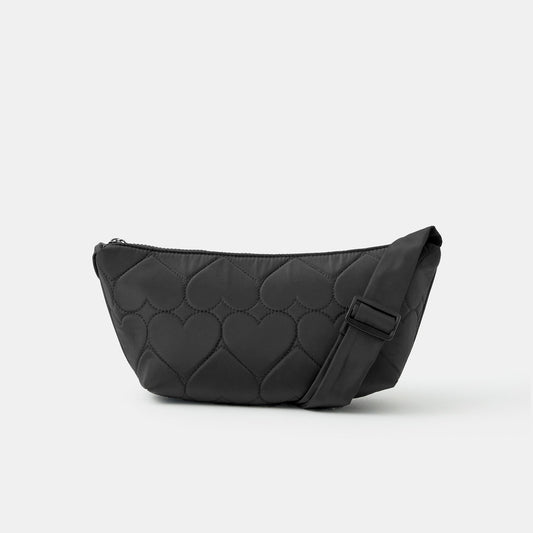 Black Heart Quilted Sling Sling Bag