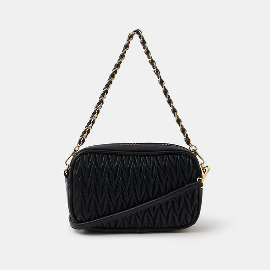 Small Ruched Crossbody Bag Black