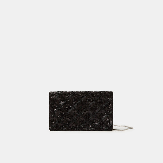 Black Tianna Metallic Embellished Clutch Bag