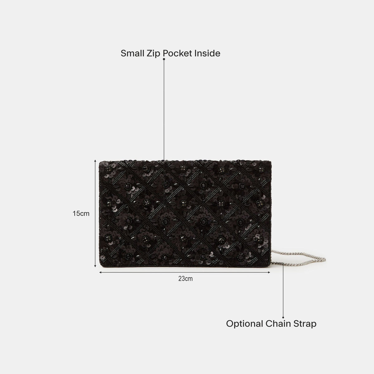 Black Tianna Metallic Embellished Clutch Bag