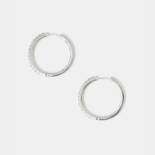 Diamanté Hoop Earrings Silver