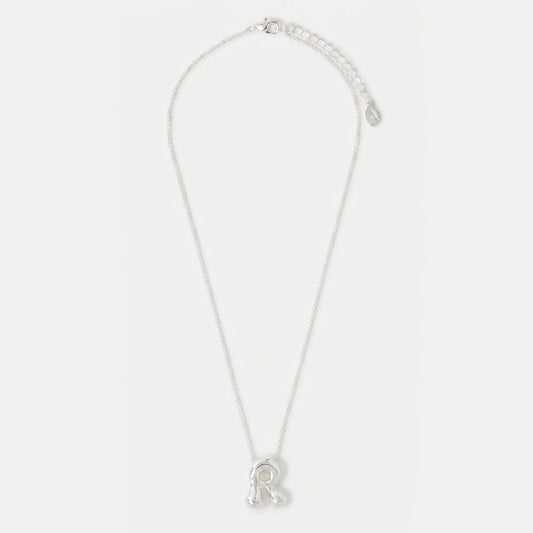 Bubble Initial (R) Pendant Necklace Silver