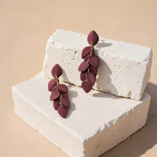 Enamel Willow Leaf Drop Earrings