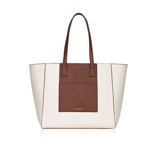 White Colorblock Tote