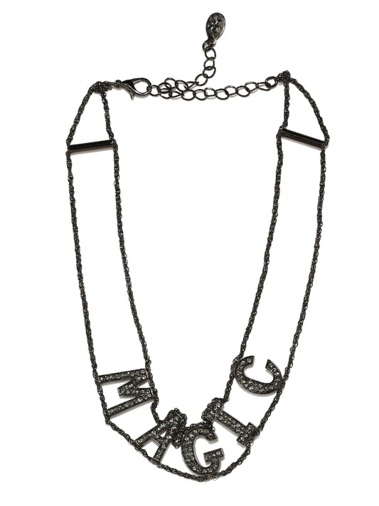 Black Stone-Studded Choker Necklace