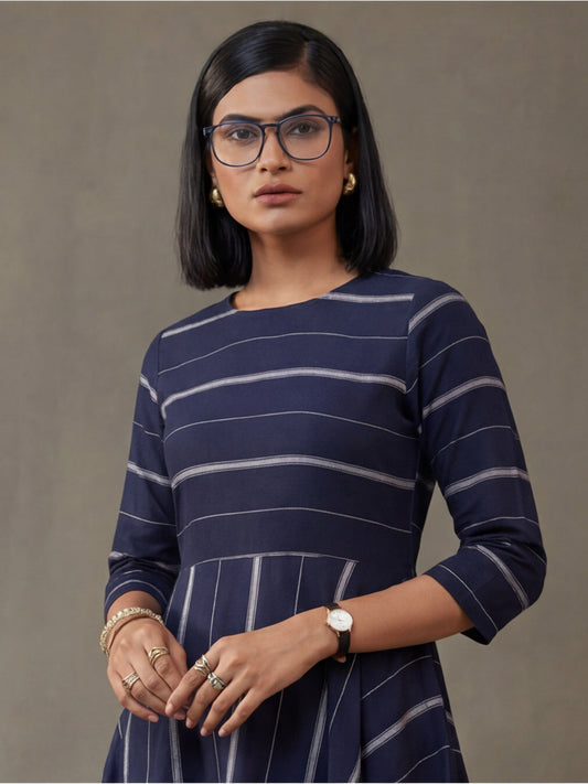 Navy Blue & Off-White Kurta