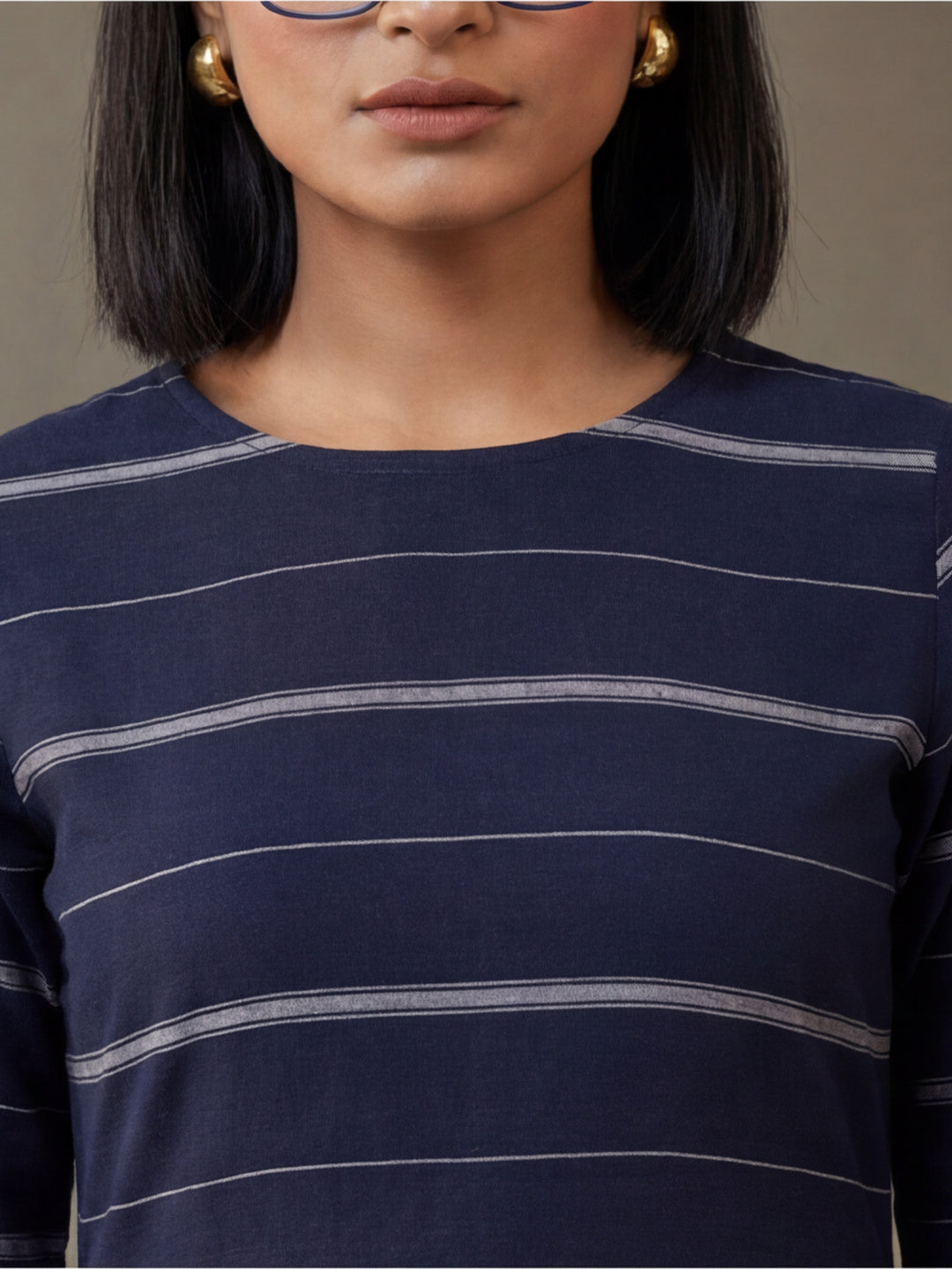 Navy Blue & Off-White Kurta