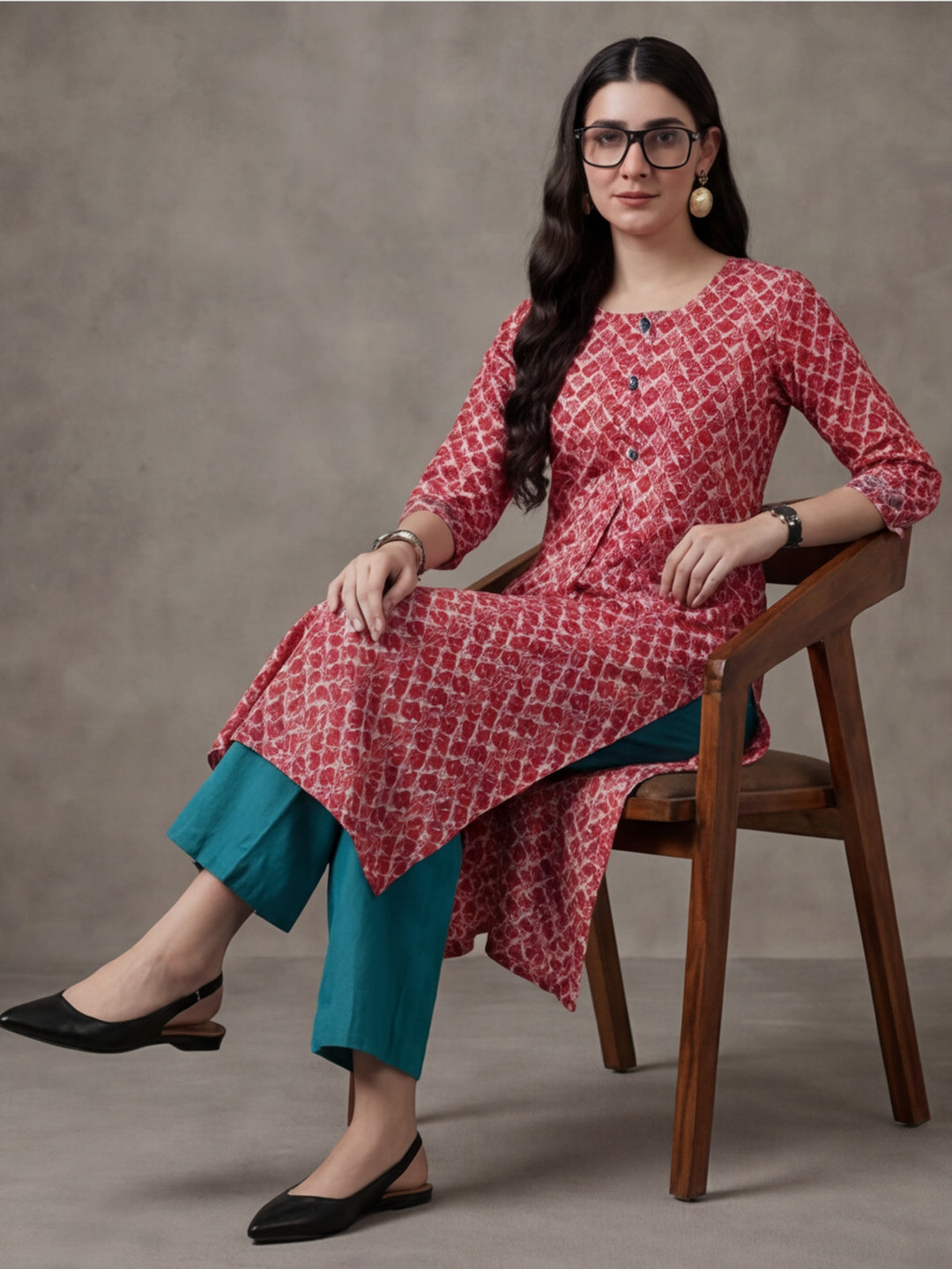 Floral Printed Straight Cotton Kurta
