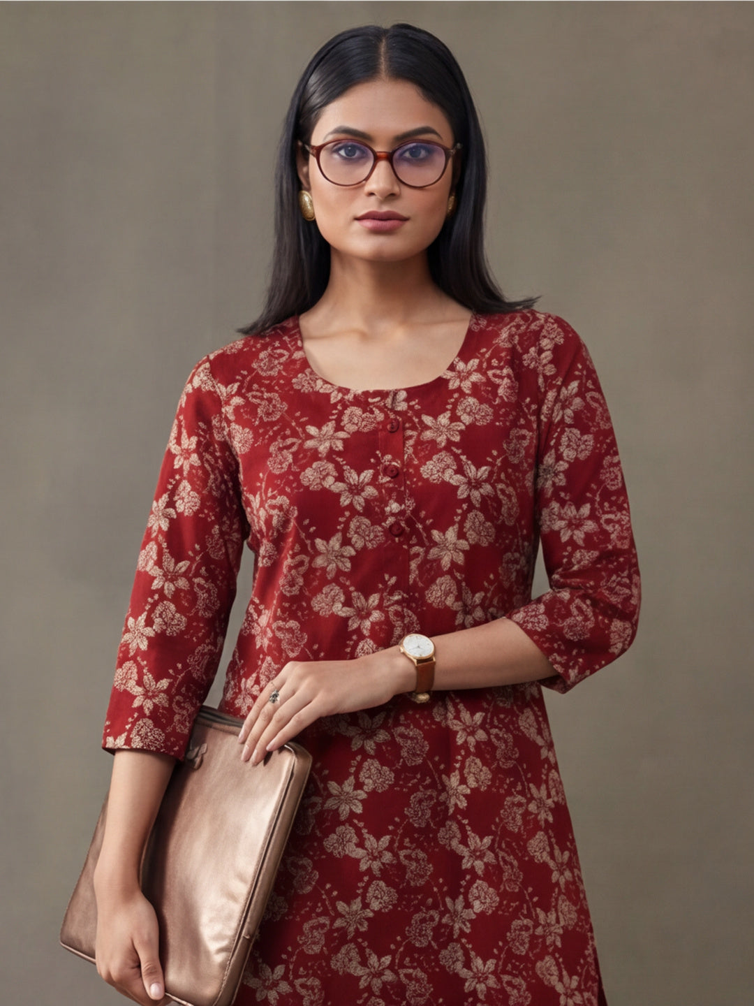 Floral Printed Straight Cotton Kurta