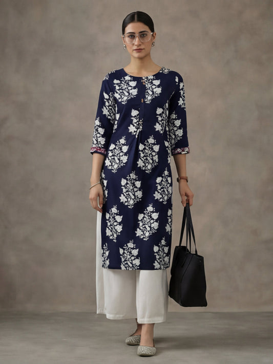 Floral Printed Straight Kurta