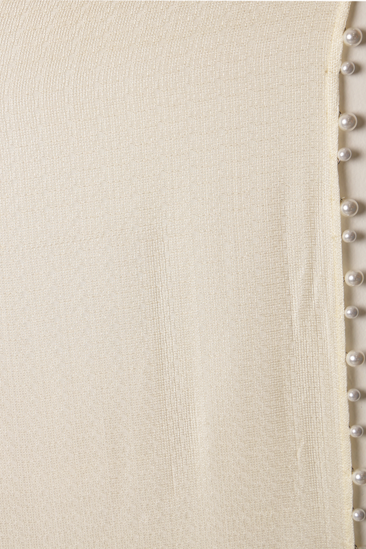 Off White Jute Saree With Pearls