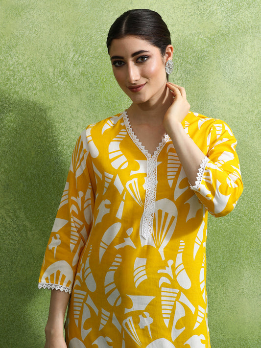 Floral Printed Straight Kurta